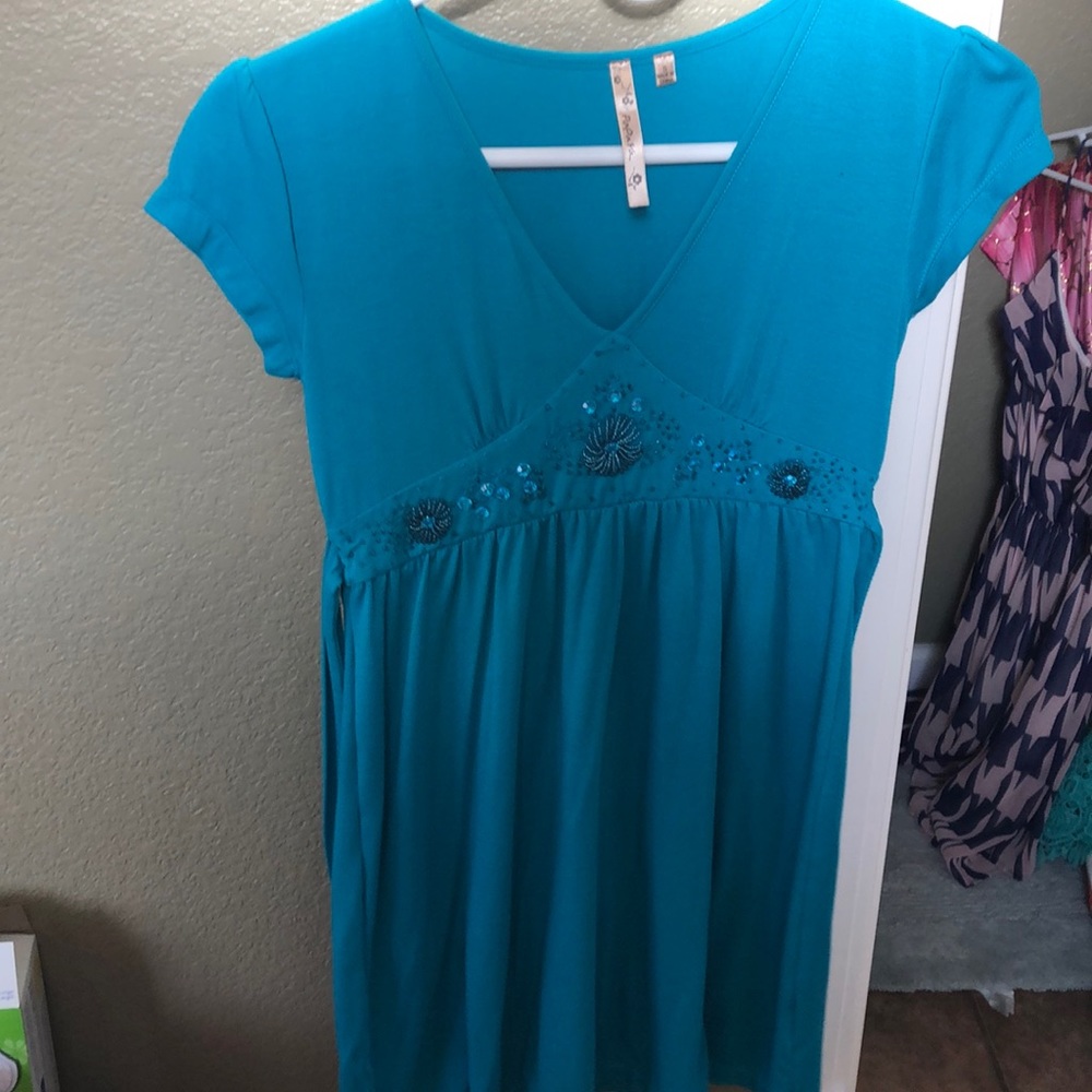 Beaded blue dress